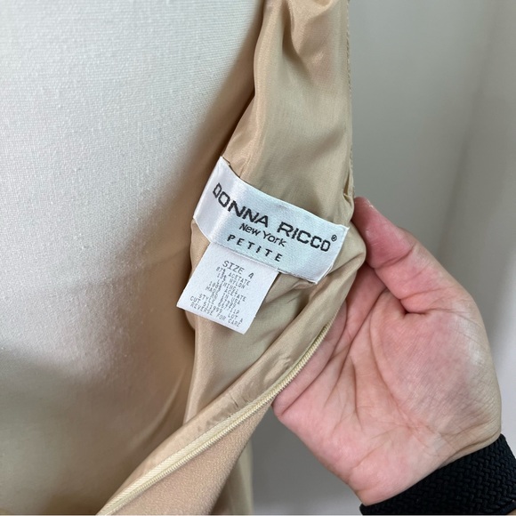 Vintage 90s Tan Cream Bow Mini Dress Made In USA Womens‎ Size 4 - Picture 5 of 5